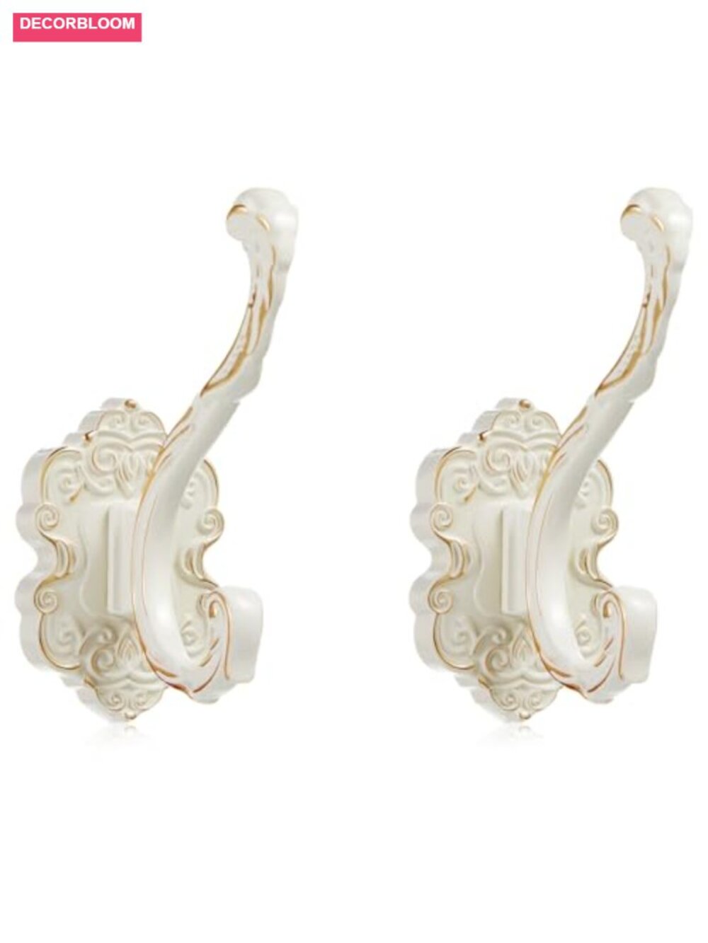 Set of 2 White Vintage Antique Aluminum Alloy Wall Mounted Coat Hooks